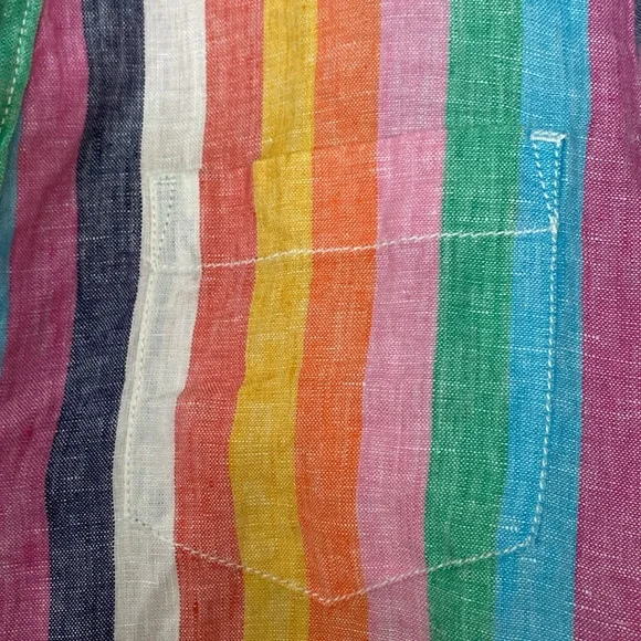 J Crew linen popover shirt in rainbow colors 🌈 - Picture 3 of 6